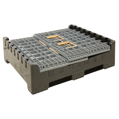 Collapsible Bulk Container, 47.2" L x 39.4" W x 39.4" H, Grey Haskins Industrial Inc.