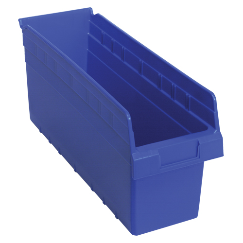 Store-Max Shelf Bins, 6-5/8" W x 8" H x 17-7/8" D, Blue, 56 lbs. Capacity Haskins Industrial Inc.