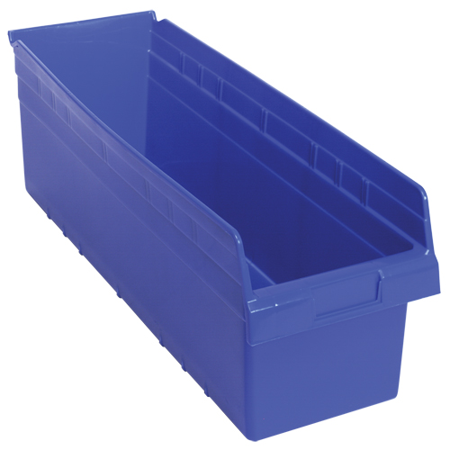 Store-Max Shelf Bins, 8-3/8" W x 8" H x 23-5/8" D, Blue, 68 lbs. Capacity Haskins Industrial Inc.
