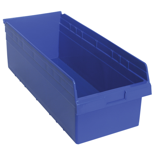 Store-Max Shelf Bins, 11-1/8" W x 8" H x 23-5/8" D, Blue, 68 lbs. Capacity Haskins Industrial Inc.