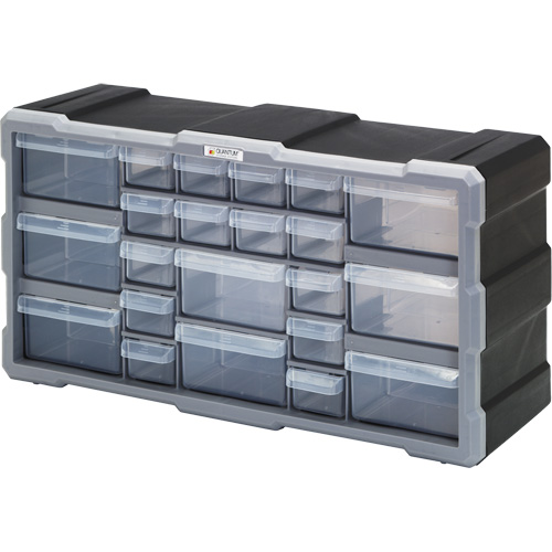 Drawer Cabinet, Plastic, 22 Drawers, 19-1/2" x 6-1/4" x 10", Black Haskins Industrial Inc.