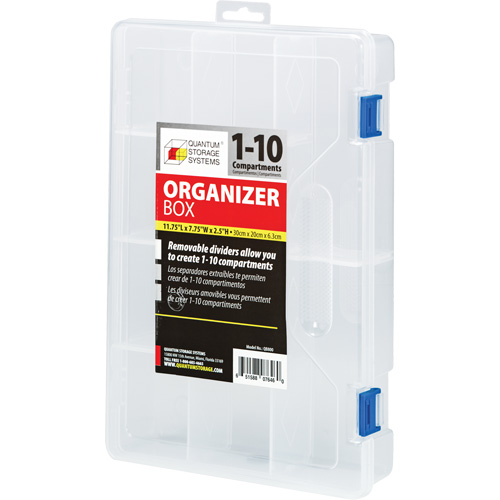 Plastic Compartment Box, 7.75" W x 11.75" D x 2.2" H, 10 Compartments Haskins Industrial Inc.