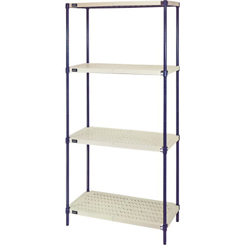 Wire Shelving Unit with Plastic Shelves, Wire Frame with Plastic Shelves, Boltless, 600 lbs. Capacity, 30" W x 72" H x 24" D Haskins Industrial Inc.