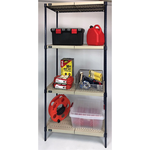 Wire Shelving Unit with Plastic Shelves, Wire Frame with Plastic Shelves, Boltless, 600 lbs. Capacity, 30" W x 72" H x 24" D Haskins Industrial Inc.