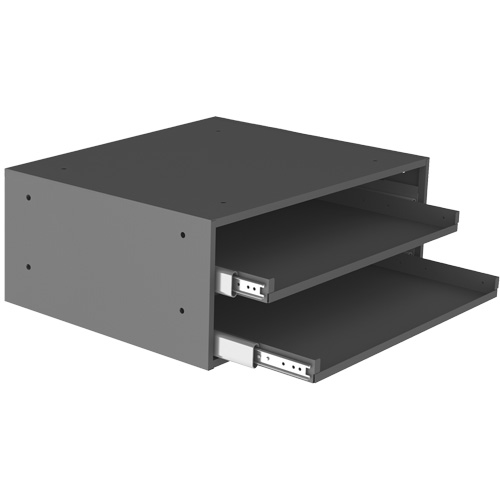 Large Slide Rack for Compartment Box Cabinets, Steel, 2 Slots, 20" W x 15-15/16" D x 8-3/16" H, Grey Haskins Industrial Inc.