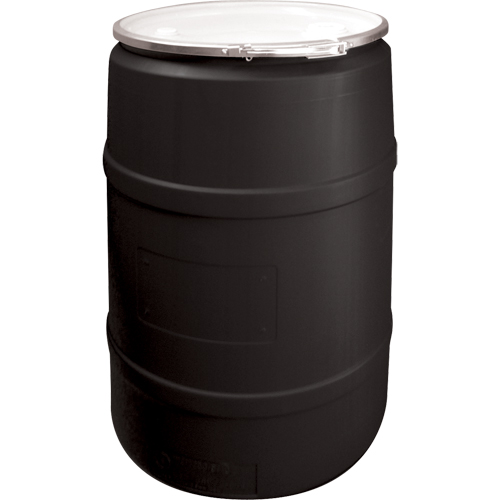 Polyethylene Drums, 55 US gal (45 imp. gal.), Open Top, Black Haskins Industrial Inc.