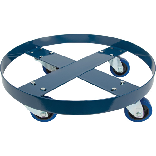 Drum Dolly, Steel, 1400 lbs. Capacity, 24" Diameter, Blue Elastic Casters Haskins Industrial Inc.