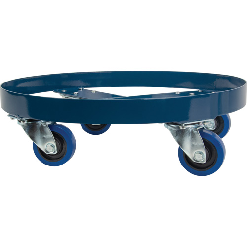 Drum Dolly, Steel, 1400 lbs. Capacity, 24" Diameter, Blue Elastic Casters Haskins Industrial Inc.