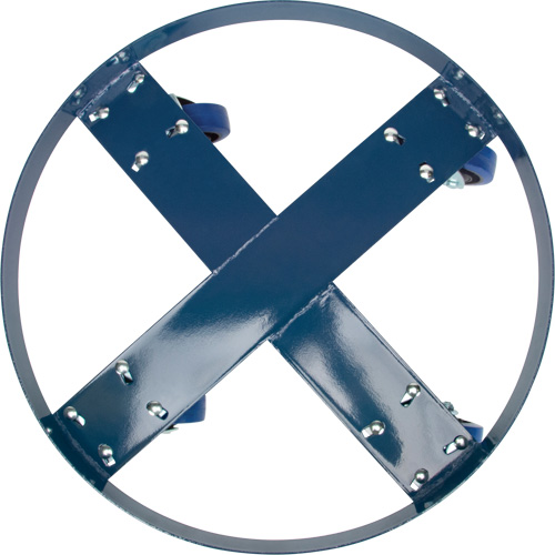 Drum Dolly, Steel, 1400 lbs. Capacity, 24" Diameter, Blue Elastic Casters Haskins Industrial Inc.