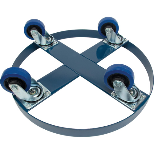 Drum Dolly, Steel, 1400 lbs. Capacity, 24" Diameter, Blue Elastic Casters Haskins Industrial Inc.