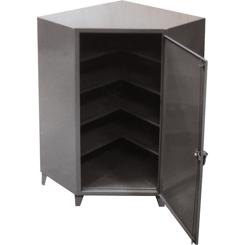 Corner Cabinets, Steel, 4 Shelves, 72" H x 48" W x 24" D, Grey Haskins Industrial Inc.