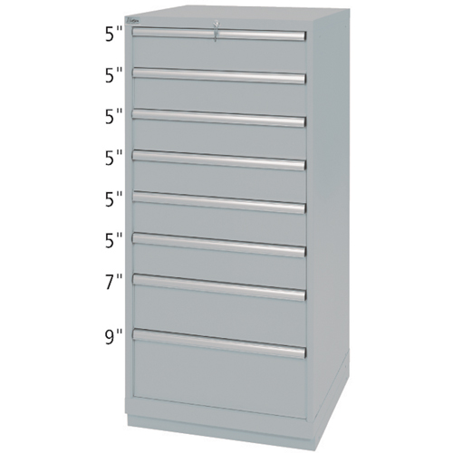 Drawer Cabinets, 8 Drawers, 28-1/4" W x 28-1/2" D x 59-1/2" H, Grey Haskins Industrial Inc.