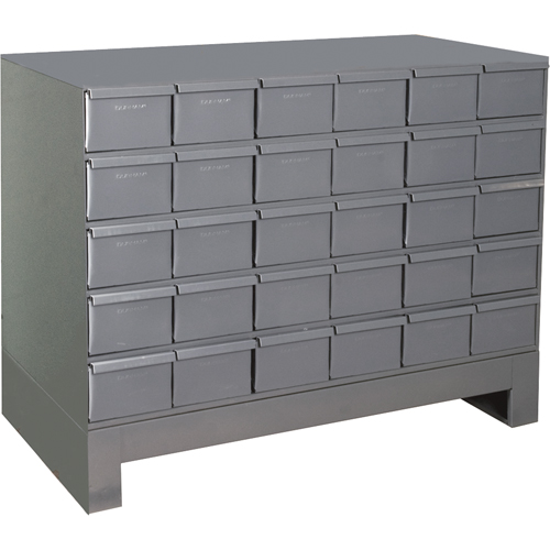 Industrial Drawer Cabinets With Base, 30 Drawers, 34-1/8" W x 12-1/4" D x 26-7/8" H, Grey Haskins Industrial Inc.