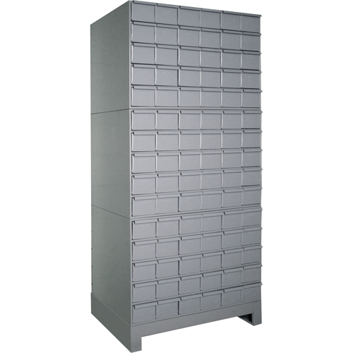 Industrial Drawer Cabinets With Base, 90 Drawers, 34-1/8" W x 12-1/4" D x 69-1/8" H, Grey Haskins Industrial Inc.