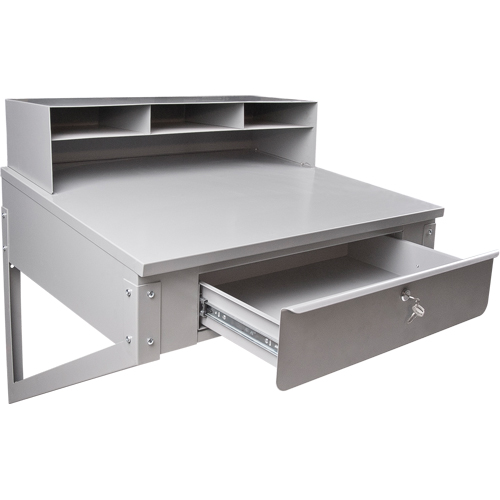 Wall-Mounted Shop Desk, 34-1/2" W x 28" D x 31" H, Grey Haskins Industrial Inc.