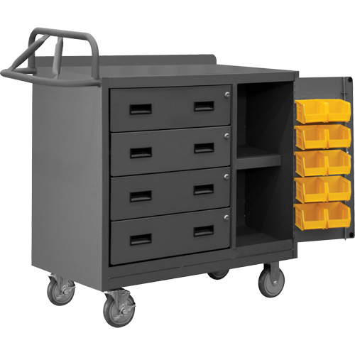 Armoire d'&eacute;tabli mobile avec bacs, Acier Surface Haskins Industrial Inc.