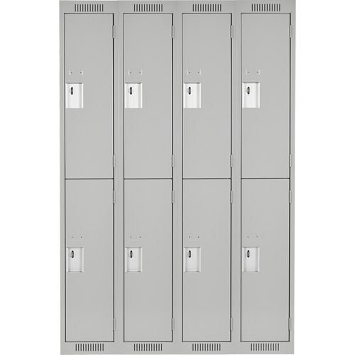 Clean Line Lockers, 2 -tier, Bank of 4, 48" x 18" x 72", Steel, Grey, Rivet (Assembled) Haskins Industrial Inc.