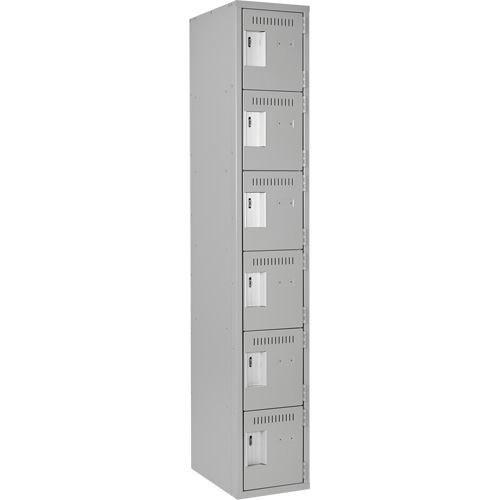 Clean Line Lockerettes, 6 -tier, 12" x 18" x 72", Steel, Grey, Rivet (Assembled) Haskins Industrial Inc.