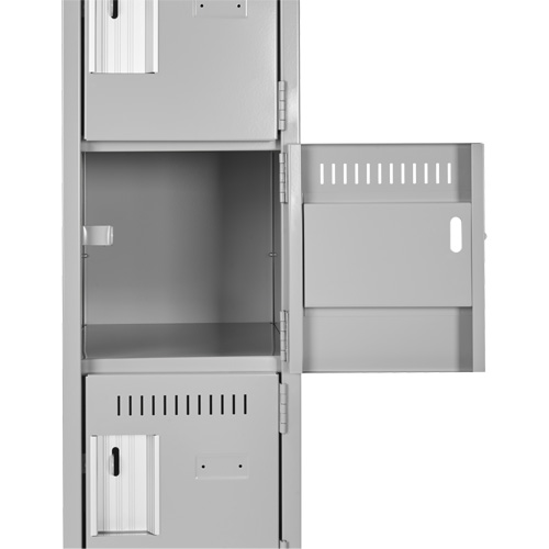 Clean Line Lockerette, 6 -tier, Bank of 4, 48" x 18" x 82", Steel, Charcoal, Rivet (Assembled) Haskins Industrial Inc.