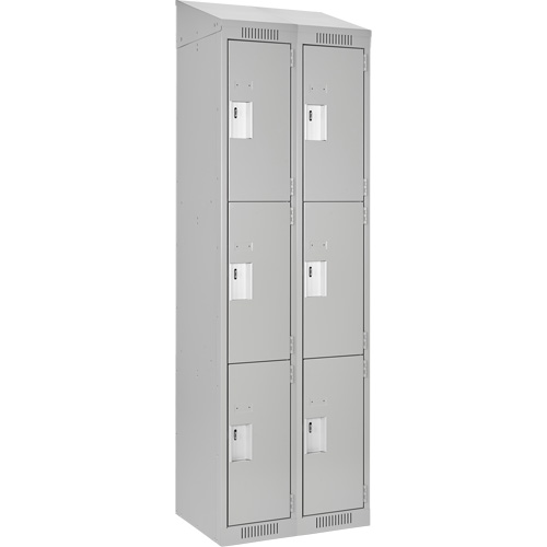 Clean Line Lockers, 3 -tier, Bank of 2, 24" x 18" x 78", Steel, Grey, Rivet (Assembled) Haskins Industrial Inc.
