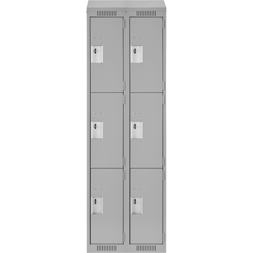 Clean Line Lockers, 3 -tier, Bank of 2, 24" x 18" x 78", Steel, Grey, Rivet (Assembled) Haskins Industrial Inc.