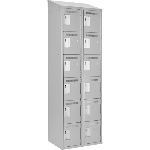Clean Line Lockerette , 6 -tier, Bank of 2, 24" x 18" x 78", Steel, Grey, Rivet (Assembled) Haskins Industrial Inc.