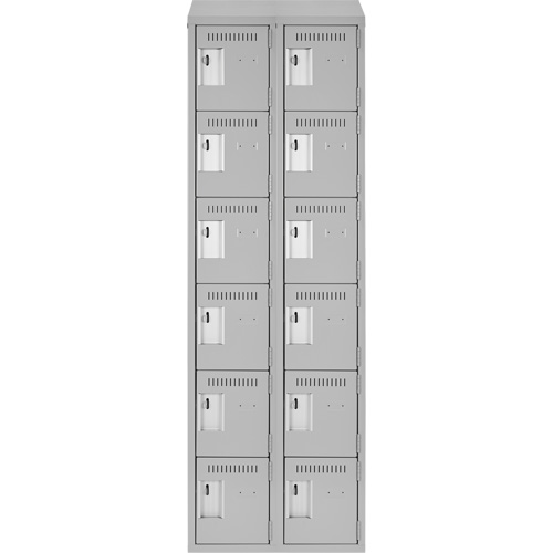 Clean Line Lockerette , 6 -tier, Bank of 2, 24" x 18" x 78", Steel, Grey, Rivet (Assembled) Haskins Industrial Inc.