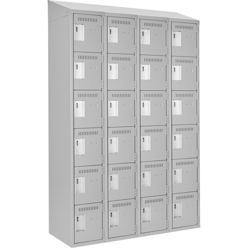 Clean Line Lockerette , 6 -tier, Bank of 4, 48" x 18" x 78", Steel, Grey, Rivet (Assembled) Haskins Industrial Inc.