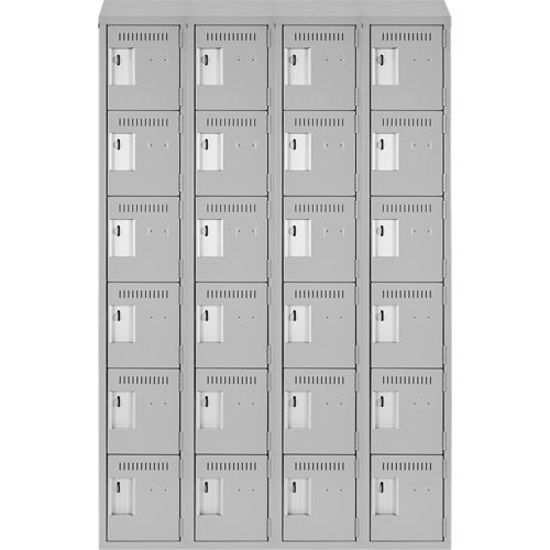Clean Line Lockerette , 6 -tier, Bank of 4, 48" x 18" x 78", Steel, Grey, Rivet (Assembled) Haskins Industrial Inc.