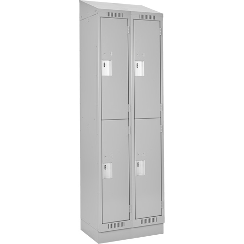 Clean Line Lockers, 2 -tier, Bank of 2, 24" x 18" x 82", Steel, Grey, Rivet (Assembled) Haskins Industrial Inc.