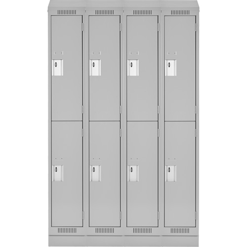 Clean Line Lockers, 2 -tier, Bank of 4, 48" x 18" x 82", Steel, Grey, Rivet (Assembled) Haskins Industrial Inc.