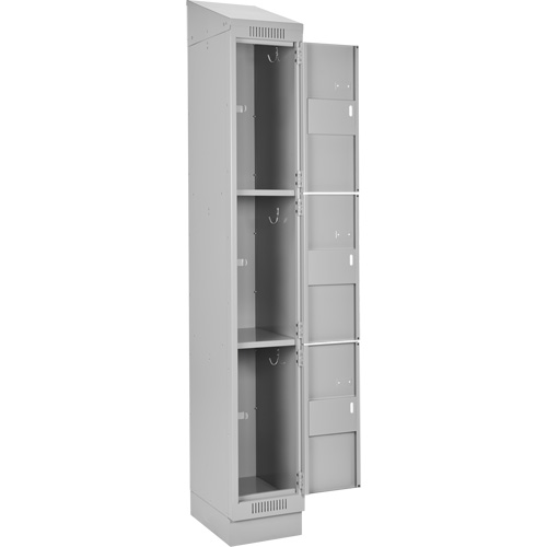 Clean Line Lockers, 3 -tier, Bank of 4, 48" x 18" x 82", Steel, Grey, Rivet (Assembled) Haskins Industrial Inc.