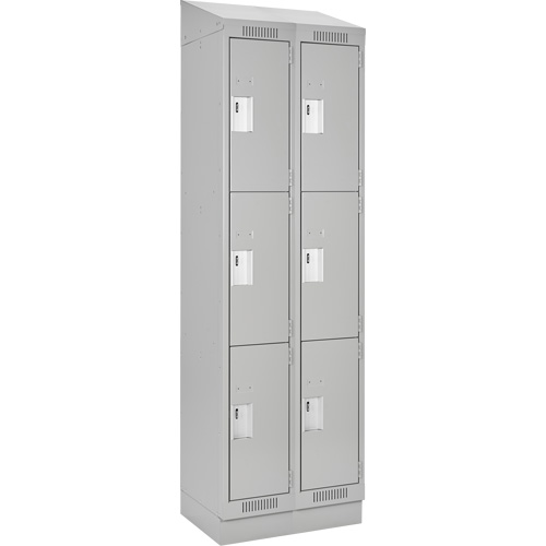 Clean Line Lockers, 3 -tier, Bank of 2, 24" x 18" x 82", Steel, Grey, Rivet (Assembled) Haskins Industrial Inc.