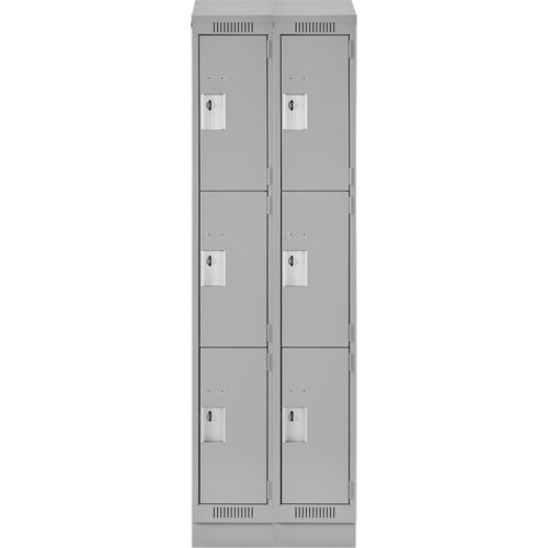 Clean Line Lockers, 3 -tier, Bank of 2, 24" x 18" x 82", Steel, Grey, Rivet (Assembled) Haskins Industrial Inc.