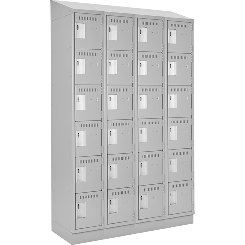 Clean Line Lockerette, 6 -tier, Bank of 4, 48" x 18" x 82", Steel, Grey, Rivet (Assembled) Haskins Industrial Inc.