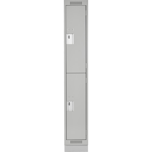 Clean Line Lockers, 2 -tier, 12" x 18" x 76", Steel, Grey, Rivet (Assembled) Haskins Industrial Inc.