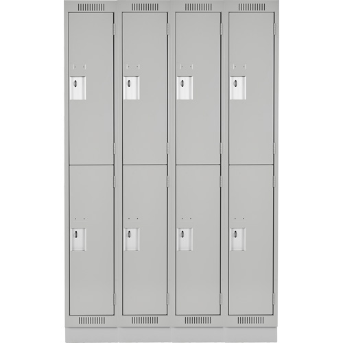 Clean Line Lockers, 2 -tier, Bank of 4, 48" x 18" x 76", Steel, Grey, Rivet (Assembled) Haskins Industrial Inc.