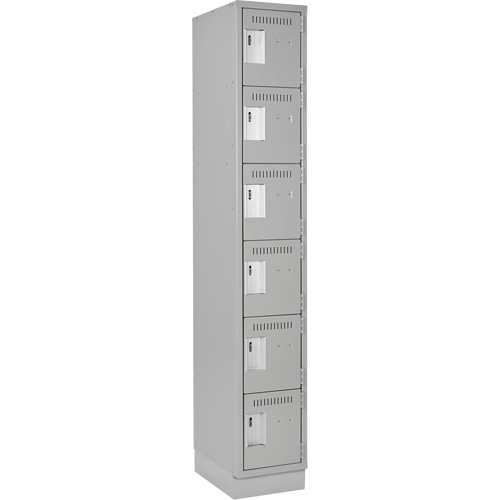 Clean Line Lockerette, 6 -tier, 12" x 18" x 76", Steel, Grey, Rivet (Assembled) Haskins Industrial Inc.
