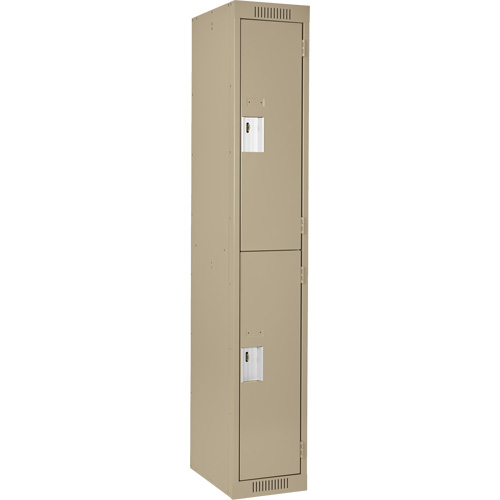 Clean Line Lockers, 2 -tier, 12" x 18" x 72", Steel, Beige, Rivet (Assembled) Haskins Industrial Inc.