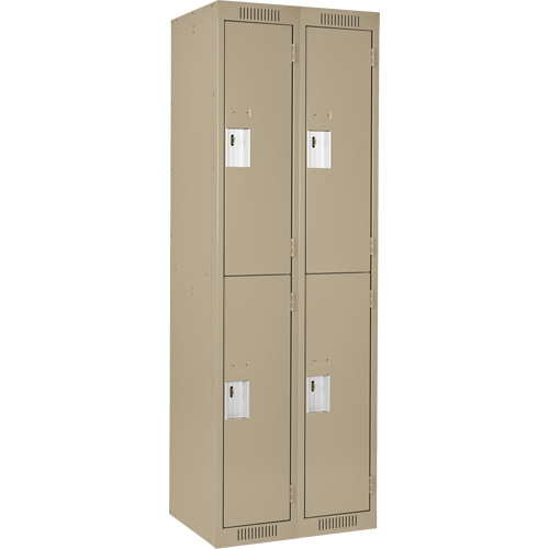 Clean Line Lockers, 2 -tier, Bank of 2, 24" x 18" x 72", Steel, Beige, Rivet (Assembled) Haskins Industrial Inc.