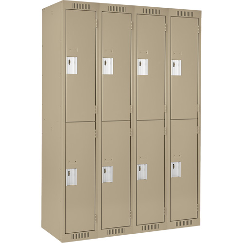 Clean Line Lockers, 2 -tier, Bank of 4, 48" x 18" x 72", Steel, Beige, Rivet (Assembled) Haskins Industrial Inc.