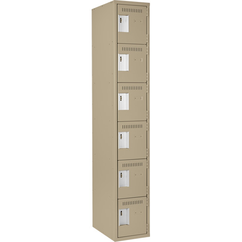 Clean Line Lockerette, 6 -tier, 12" x 18" x 72", Steel, Beige, Rivet (Assembled) Haskins Industrial Inc.