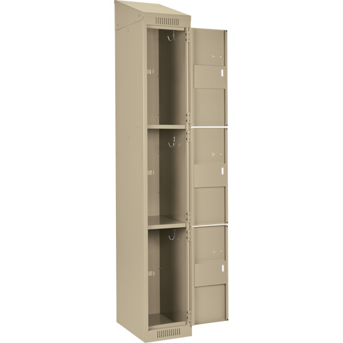 Clean Line Lockers, 3 -tier, Bank of 4, 48" x 18" x 78", Steel, Beige, Rivet (Assembled) Haskins Industrial Inc.