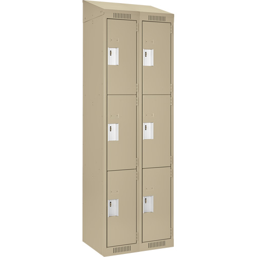 Clean Line Lockers, 3 -tier, Bank of 2, 24" x 18" x 78", Steel, Beige, Rivet (Assembled) Haskins Industrial Inc.