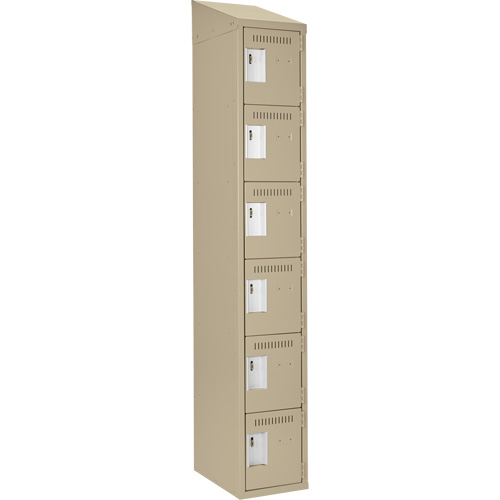 Clean Line Lockerette, 6 -tier, 12" x 18" x 78", Steel, Beige, Rivet (Assembled) Haskins Industrial Inc.