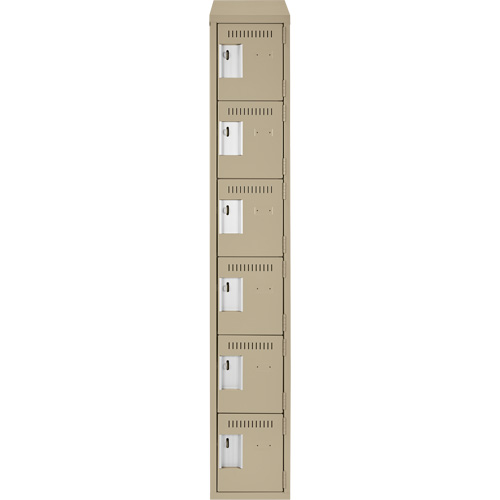 Clean Line Lockerette, 6 -tier, 12" x 18" x 78", Steel, Beige, Rivet (Assembled) Haskins Industrial Inc.