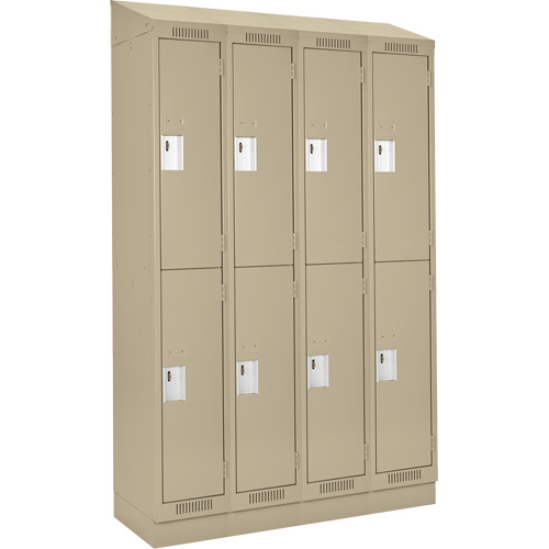 Clean Line Lockers, 2 -tier, Bank of 4, 48" x 18" x 82", Steel, Beige, Rivet (Assembled) Haskins Industrial Inc.
