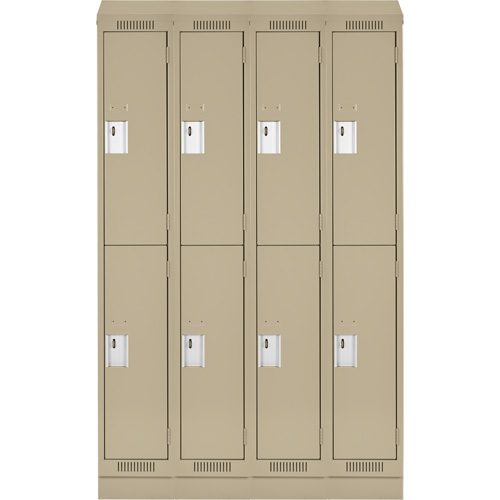 Clean Line Lockers, 2 -tier, Bank of 4, 48" x 18" x 82", Steel, Beige, Rivet (Assembled) Haskins Industrial Inc.