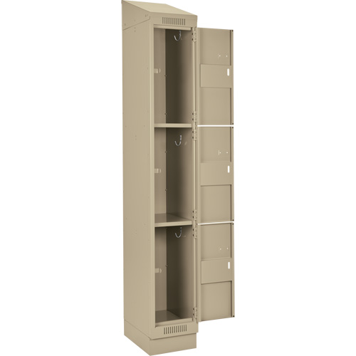 Clean Line Lockers, 3 -tier, Bank of 4, 48" x 18" x 82", Steel, Beige, Rivet (Assembled) Haskins Industrial Inc.