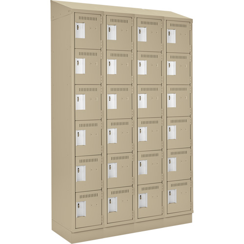 Clean Line Lockerette , 6 -tier, Bank of 4, 48" x 18" x 82", Steel, Beige, Rivet (Assembled) Haskins Industrial Inc.